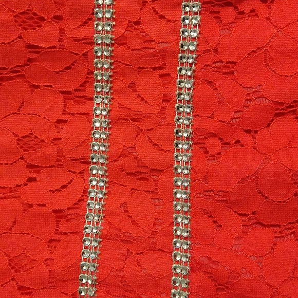 Emily West - Berry red lace dress with rhinestone waist - size 12 - Picture 2 of 3